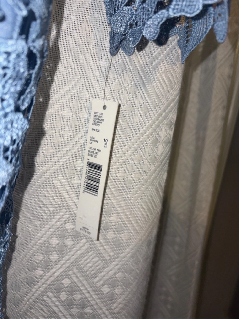 ANTONIO MELANI Dusty Blue Floral Lace Long Sleeve Sheath Dress - Picture 5 of 5